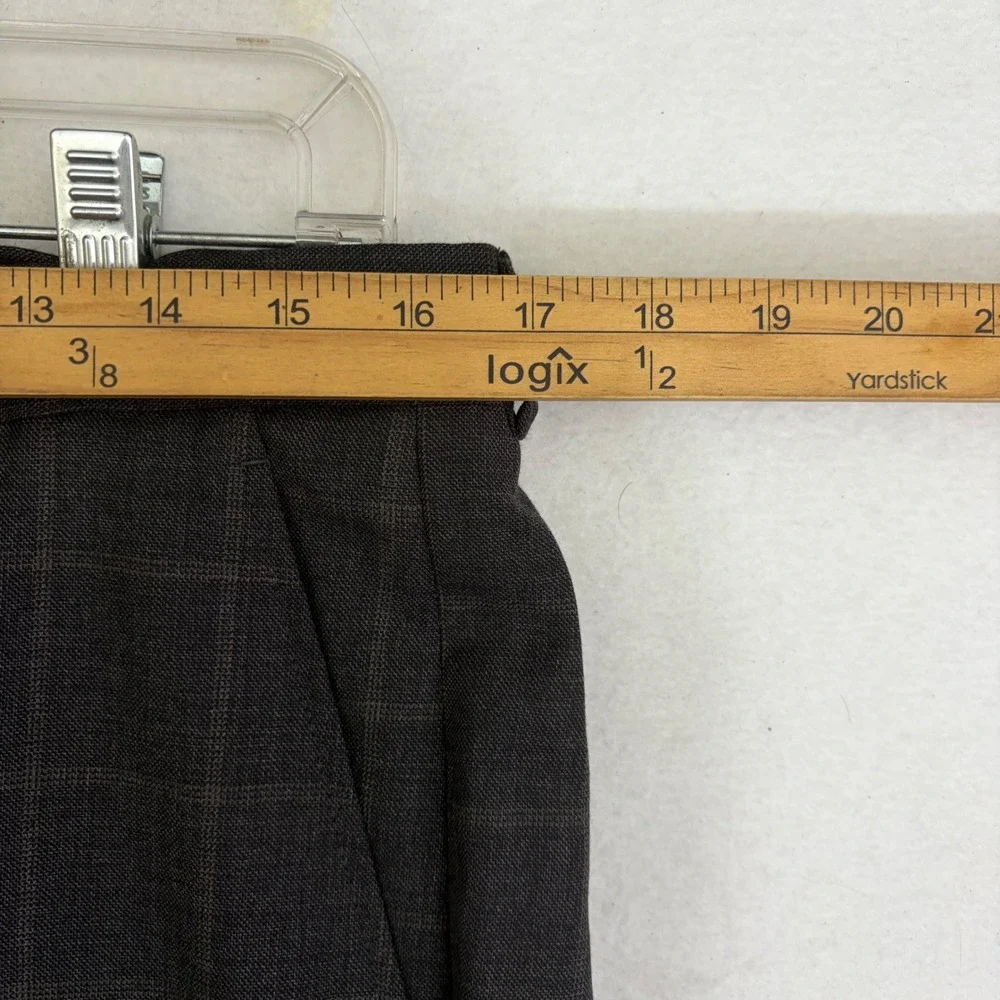 Armani Collezioni Dress Pants Mens 50R/34 Charcoal Grey Windowpane Wool Trousers